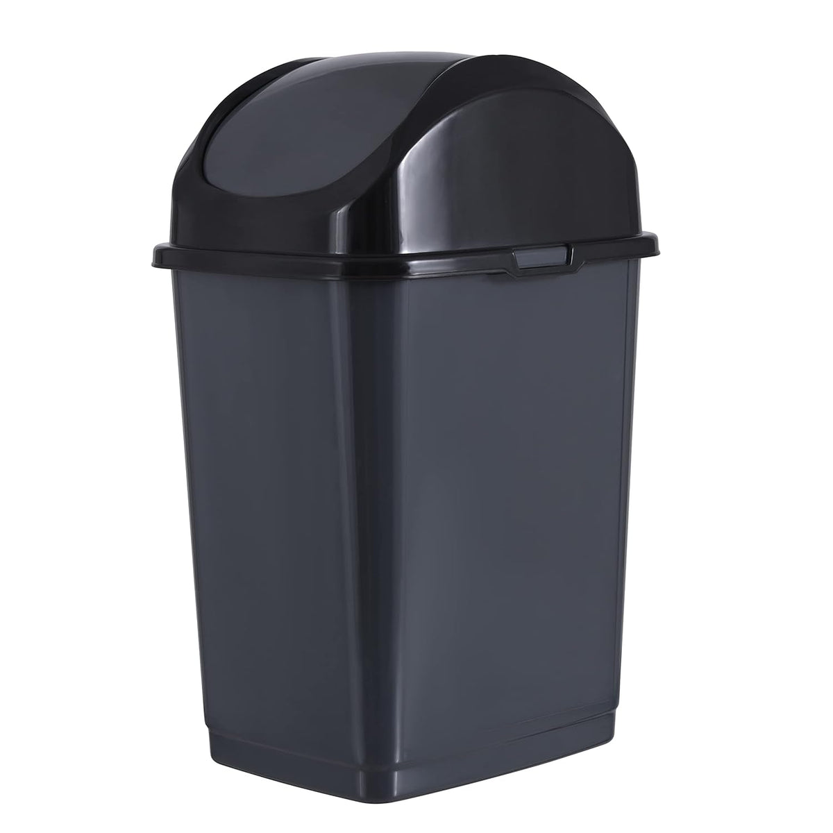Superio Kitchen Trash Can with Swing Top Lid 9 Gallon Slim Waste Bin 37 Qt Sturdy Plastic Garbage Can Medium Recycling Bin for Office, Bathroom, Under Counter, Dorm, Bedroom (Dark Grey)