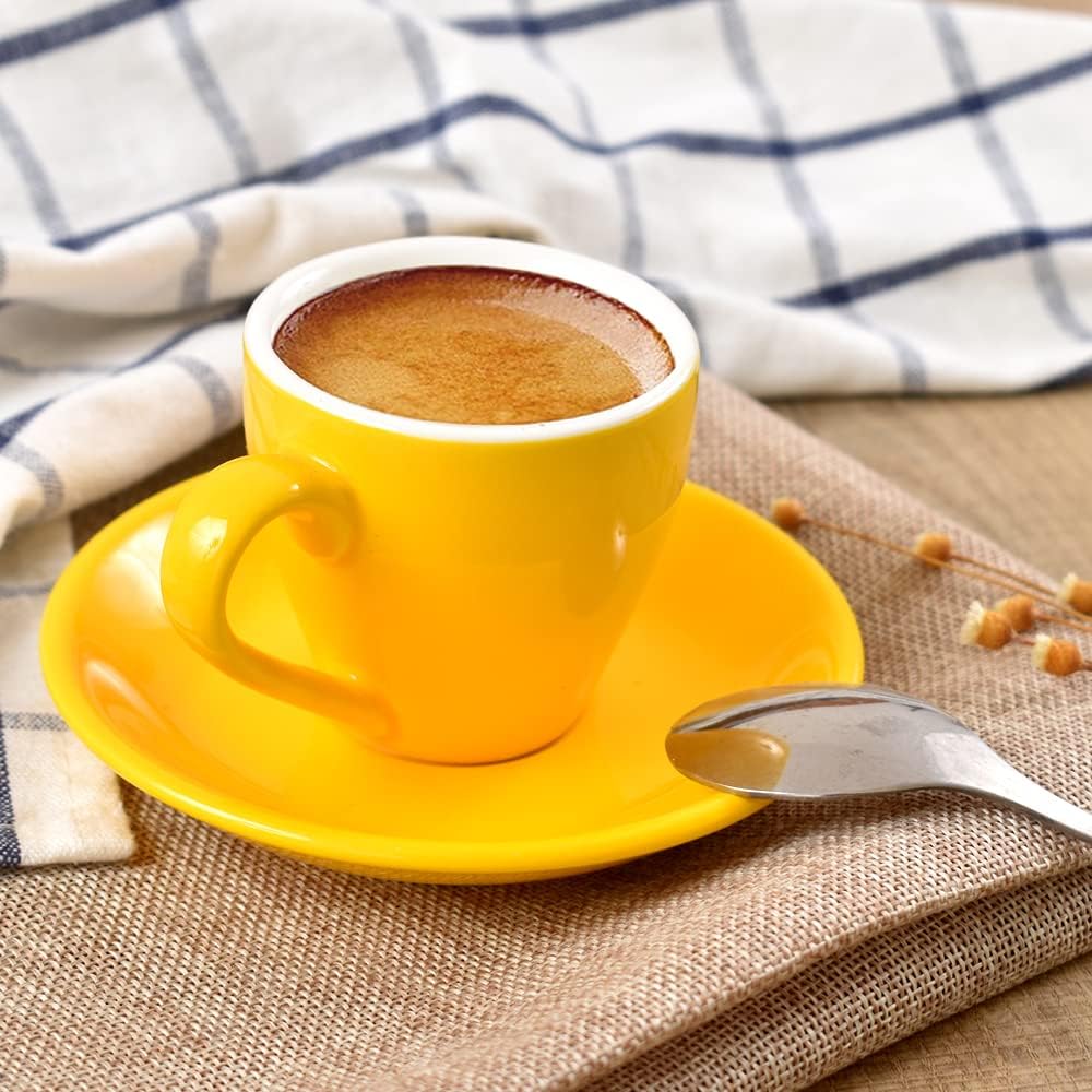 Porcelain Espresso Cup with Saucer, Espresso shot Cup, 80ml/2.7Oz, Yellow