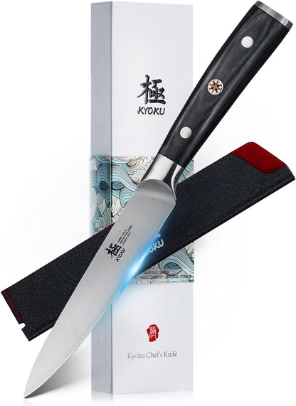 Kyoku 5" Kitchen Utility Knife, Samurai Series Chef Knife with Pakkawood Handle & Mosaic Pin, Japanese High Carbon Steel Knife