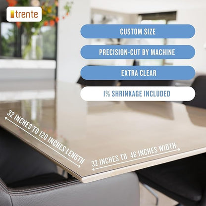 Clear Table Cover Protector, 39x71 inch, German Quality with 3 Mm Thickness, Stain Resistant Dining Pad with Beveled Edges, Washable Tablecloth, Fitted Clear Desk Cover for Indoor & Outdoor Use