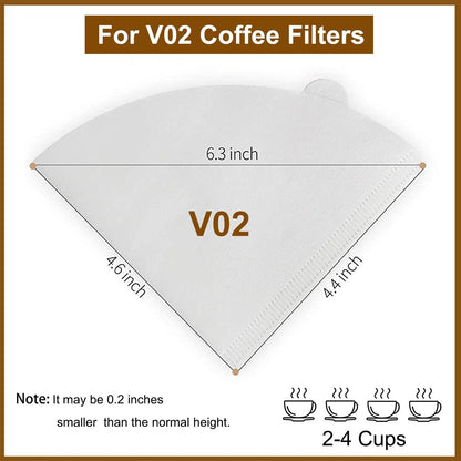 Clinuse 200Pcs Cone Coffee Filters #2, White Size 02 Coffee Filter