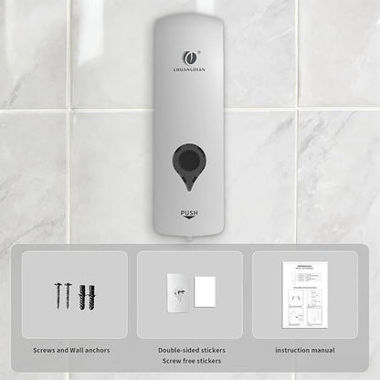 Shampoo Conditioner Body Wash Dispenser, Wall-Mounted Shower Soap Dispenser 10fl.oz/300ml, No Drill Refillable Bathroom soap Dispenser for Bathroom,Kitchen,Hotel and Airbnb,White CD-1049