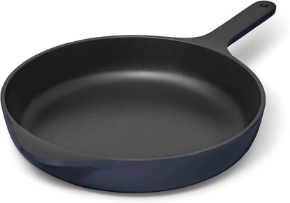 Caraway Cast Iron Skillet - 10.5” Enameled Cast Iron Pan With 3 Layer Enamel Coating - No Seasoning Required - Compatible With All Stovetops - Free From Forever Chemicals - Midnight Blue