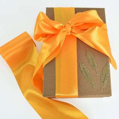 TONIFUL 4 Inch x 22yd Wide Gold Yellow Satin Ribbon Solid Fabric Large Ribbon for Cutting Ceremony Kit Grand Opening Chair Sash Table Hair Car Bows Sewing Craft Gift Wrapping Wedding Party Decoration