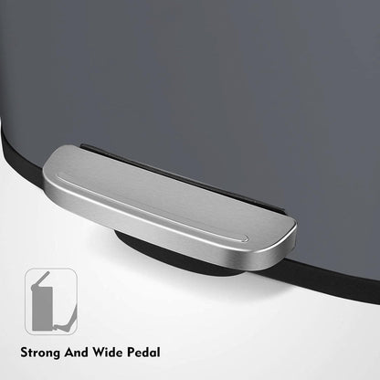 AthLike Trash Can, Stainless Steel Kitchen Garbage Can, Step Waste Bin with Hinged Lid and Removable Inner Bucket, Soft-Close, Dustbin for Bathroom Bedroom Living Room Home (Grey, 8 Gal)