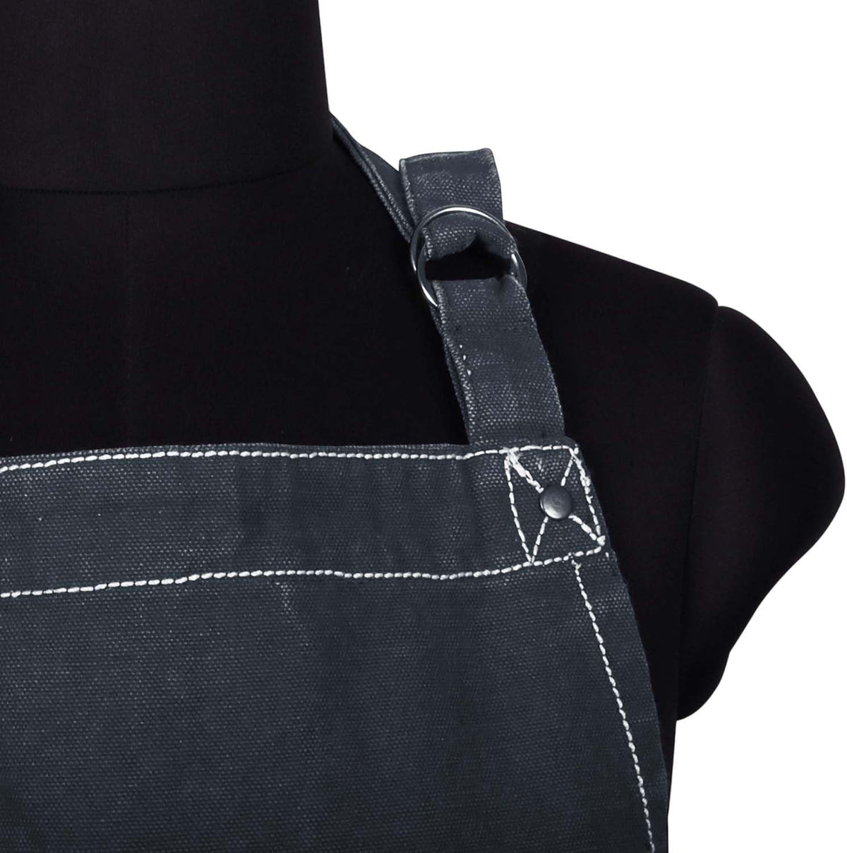 AMOUR INFINI Cotton Solid Aprons for Women with Pocket, Adjustable Strap and Waist Ties Washed Chef Aprons for Cooking, Baking and Gardening (27.5x33 Inches - Black)
