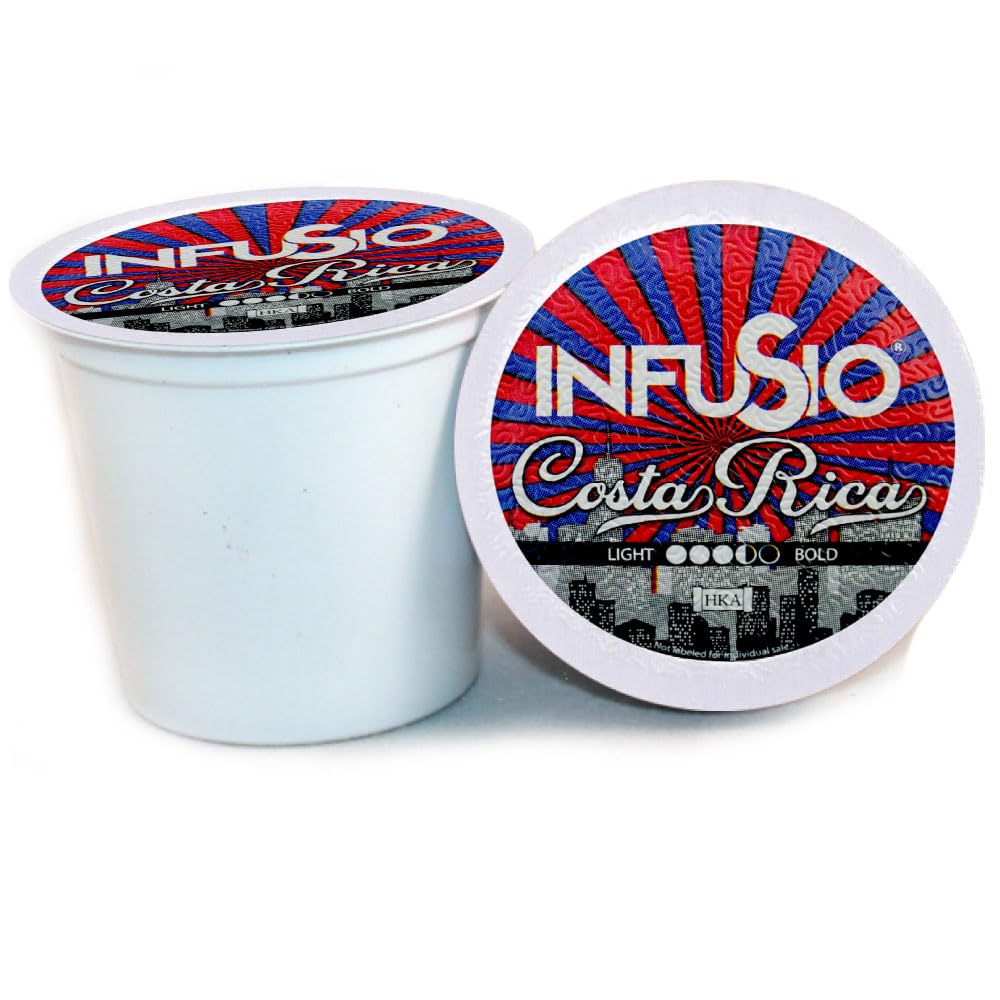 InfuSio Coffee Pods 96 Count Costa Rica Medium Roast Single serve Coffee pods for Keurig K Cups Brewers