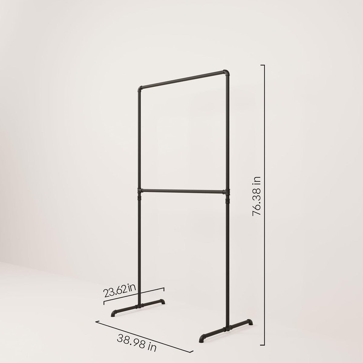 pamo Industrial Pipe Clothing Rack with Shelf - 130 lbs Capacity - Free Standing Clothes Rack and Walk In Closet for Wardrobe