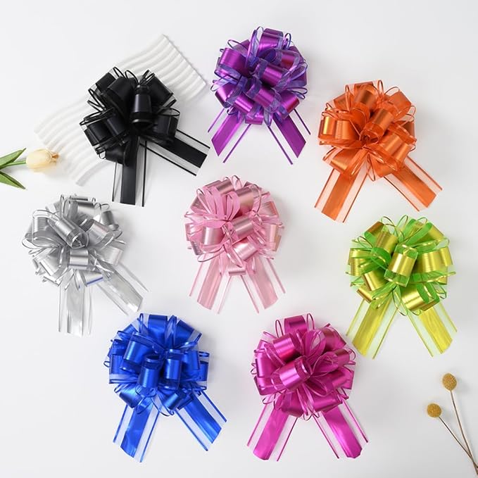 Pink Bows for Gift Wrapping, 6PCS Gift Bows for Wedding, Christmas, Birthday, Flower Arrangements, Party Decoration, 6 Inches (Pink)