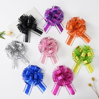 Pink Bows for Gift Wrapping, 6PCS Gift Bows for Wedding, Christmas, Birthday, Flower Arrangements, Party Decoration, 6 Inches (Pink)
