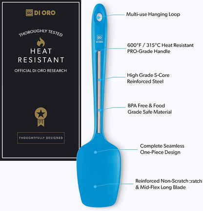 DI ORO Silicone Spoon Spatula - Forever Warranty - 600°F Heat-Resistant Large Silicone Spoonula Scraper