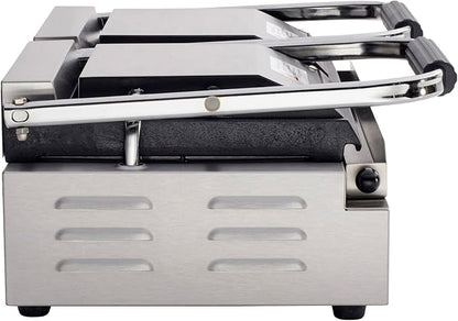 Kratos Commercial Electric Panini Sandwich Grill with Smooth Plates, 18.7"x9" Cooking Surface, Commercial Countertop Panini Press, 120V, 3500W (29Y-024)