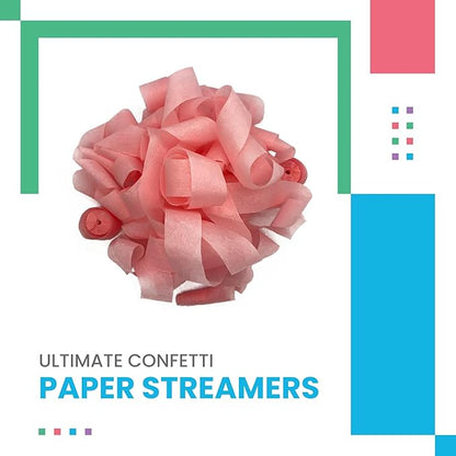 Tissue Paper Streamers in Launcher Sleeve, Baby Pink Color (20 Streamer Rolls per Sleeve)
