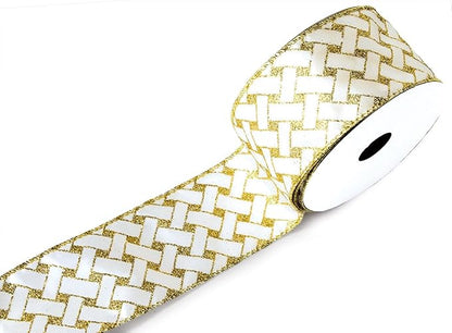 Gold Ribbon Wired Easter Ribbons for Baskets 2.5 Inch 6 Rolls 36 Yards Burlap Basket Organza Sheer Mesh Metallic Glitter Crafts Decorating Gift Wrapping Bows Wrap Bow Christmas Tree Topper Wreath