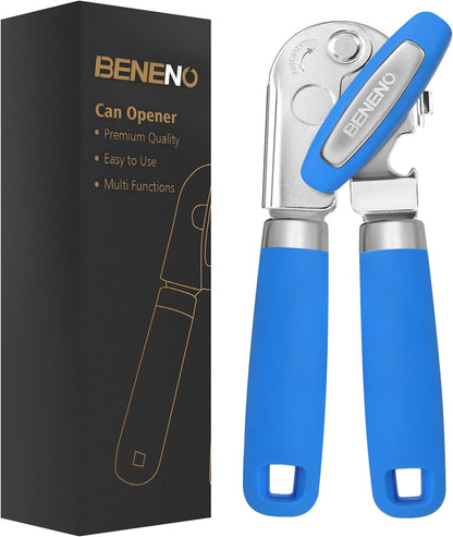 Beneno Can Opener Manual with Magnet, Hand Held Heavy Duty Can Opener with Durable Sharp Blade Smooth Edge, Big Effort-Saving Knob