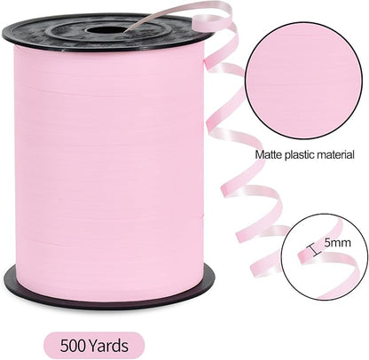 TONIFUL 500 Yards Matte Light Pink Curling Ribbon-Balloon String for Art&Craft Decor,Gift Wrapping,Ribbons and Bows for Girl's Baby Shower Wedding Valentines Mother's Day Supplies (Pastel Pink)