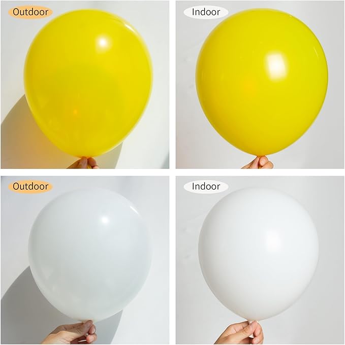 130pcs White and Yellow Balloons Garland Arch Kit, 18 12 10 5 Inch Different Sizes Pack Latex Balloon for Wedding Baby Shower Birthday Christmas Party Garland Decoration