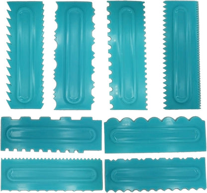 Cake Scraper set of 8 Pack Cake Edge Tools Decorating Icing Smoother Comb,Plastic Sawtooth Decorating Mousse Butter Cream Polisher-16 Design