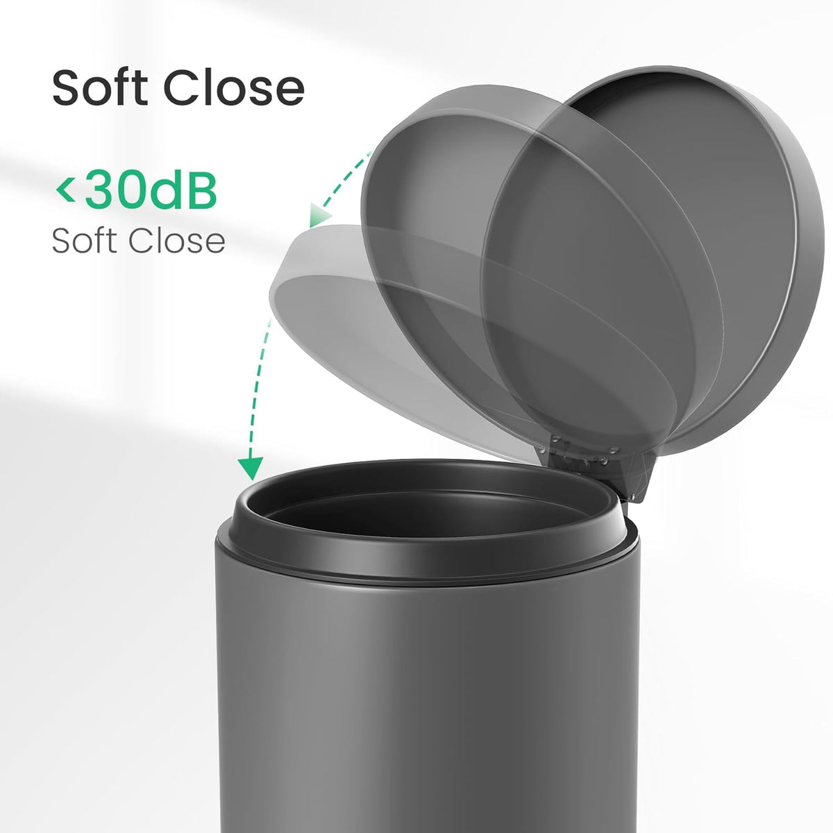 Cesun 1.2 Gallons Small Gray Trash Can, Bathroom Garbage Can with Lid and Foot Pedal, Mini Round Wastebasket for Bathroom, Bedroom, Office, 4.5 Liters / 1.2 Gallons, Gray
