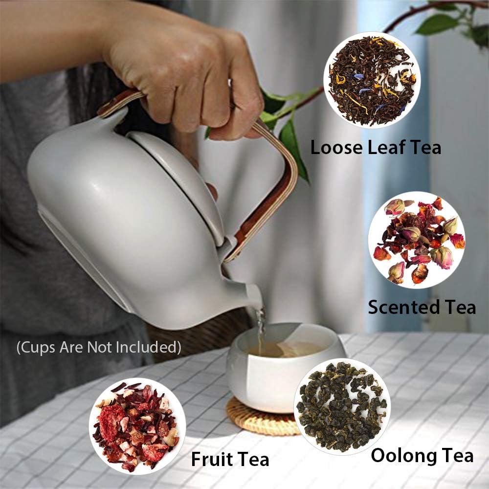 Zens Vintage Japanese Teapot with Strainer, 27oz Matte Ceramic Loose Leaf Teapot with Infuser