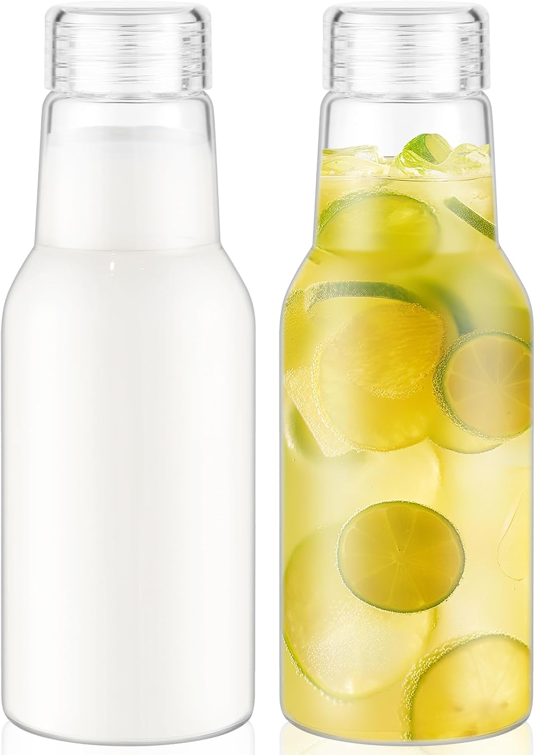 CWHHRN 17 Oz Glass Juice Bottles with Lids, 2 Pack Glass Bottles