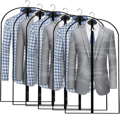 Clear Garment Bags for Hanging Clothes Travel (Set of 6) Suit Bags for Closet Storage Clothes Storage Bags Closet Cover for Open Closet with Zipper for Coats, Jackets, Shirts