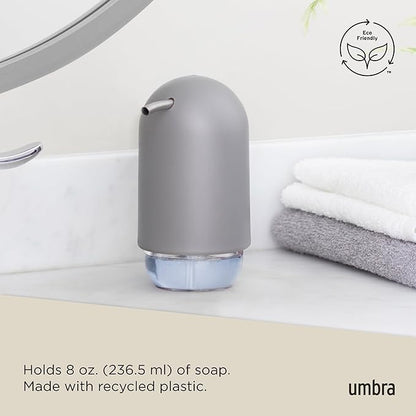 Umbra Touch Soap Dispenser Pump 13 oz (384 ml) Capacity for Liquid Soap or Hand Sanitizer, Easy to Refill, Grey