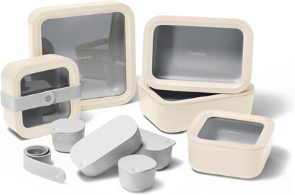 Caraway 14pc Glass Food Storage Container Set - Easy to Store, Non Toxic Lunch Box - with Glass Lids