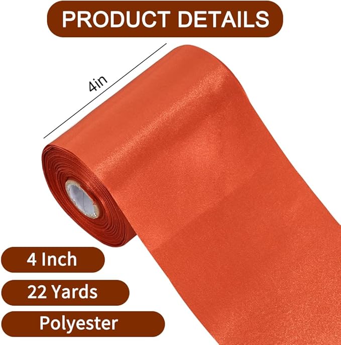 TONIFUL 4 Inch Wide Copper Solid Satin Ribbon 22yd Fabric Large Ribbon for Cutting Ceremony Grand Opening Chair Sashes Table Hair Car Bows Floral Craft Sewing Wedding Party Decoration