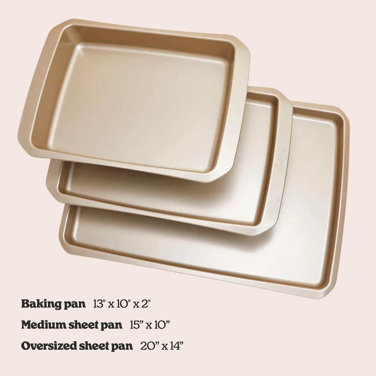 Cravings Bake-Anything 3-Piece Sheet Pan Set, Nonstick Steel Baking Sheets for Pizza, Cake, and Cookie Baking, Oversized, Medium, and Small Pans