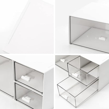 Desk Drawer Organizer, Stackable Storage Drawers, Plastic White Desk Organizers Great for Makeup Storage Bathroom Organization Accessories Etc - Large 1 Drawers (White)