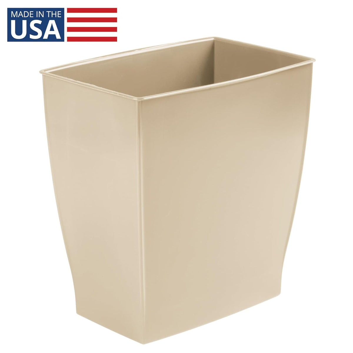 iDesign Small Rectangular Bathroom Trash Set of 4-Taupe Brown Waste Can