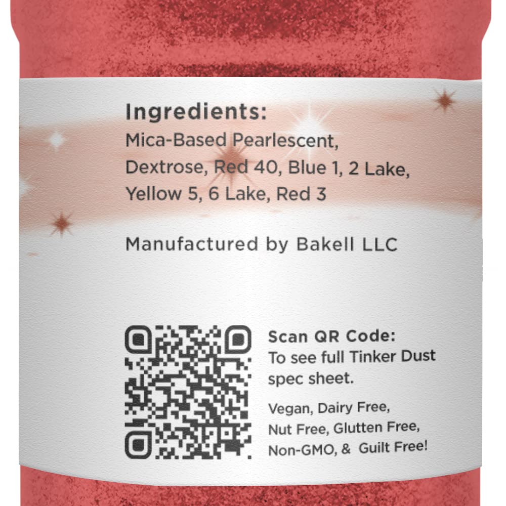 Bakell Burgundy Red Edible Glitter, 45 Grams, Tinker Dust Edible Glitter, Kosher Certified, 100% Edible Glitter, Cakes, Cupcakes, Cake Pops, Drinks