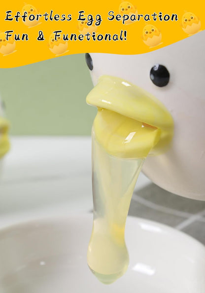 2Pcs Cute Egg Separator, Ceramics Vomiting Chicken Egg Yolk White Separator, Practical Household Small Egg Filter Splitter, Kitchen Gadget Baking Assistant Tool, Dishwasher Safe (2)