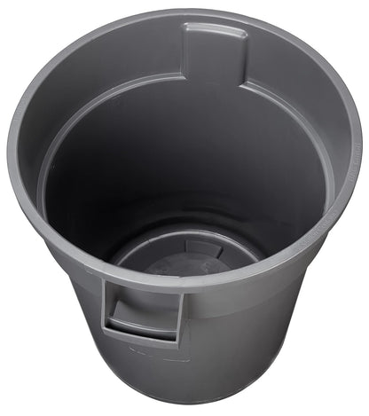 Amazon Basics Heavy Duty Durable Round Trash Can, Grey, 32 gallon (Pack of 2)