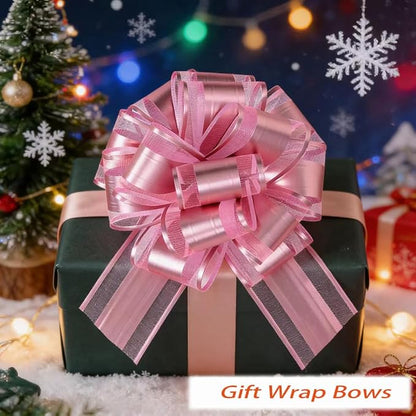 Pink Bows for Gift Wrapping, 6PCS Gift Bows for Wedding, Christmas, Birthday, Flower Arrangements, Party Decoration, 6 Inches (Pink)