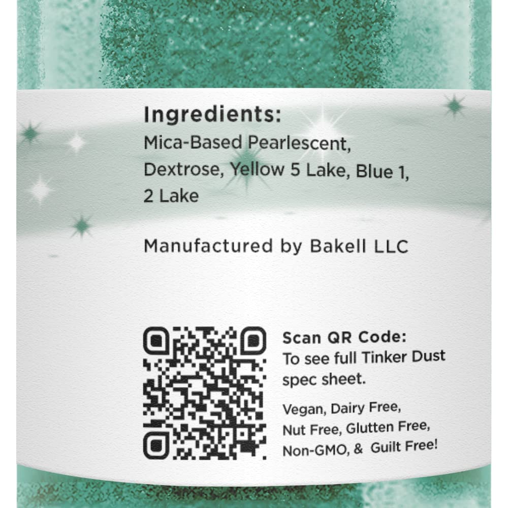 Bakell Emerald Green Edible Glitter, 50 Grams, Tinker Dust Edible Glitter, Kosher Certified, 100% Edible Glitter, Cakes, Cupcakes, Cake Pops, Drinks
