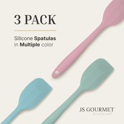 3 Pcs Colorful Silicone Spatula Set, Heat Resistant Rubber Kitchen and Baking Utensils for Non-Stick Cookware with Flexible Edges and Soft Touch