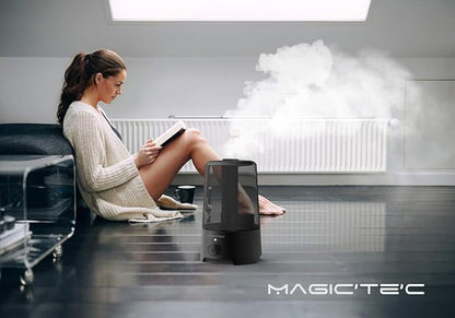 Magictec Cool Mist Humidifier, 2.5L Essential Diffuser for Bedroom and Baby, Adjustable Mist Output, Auto Shut Off, Super Quiet 360 Nozzle - Lasts Up to 24 Hours, Black