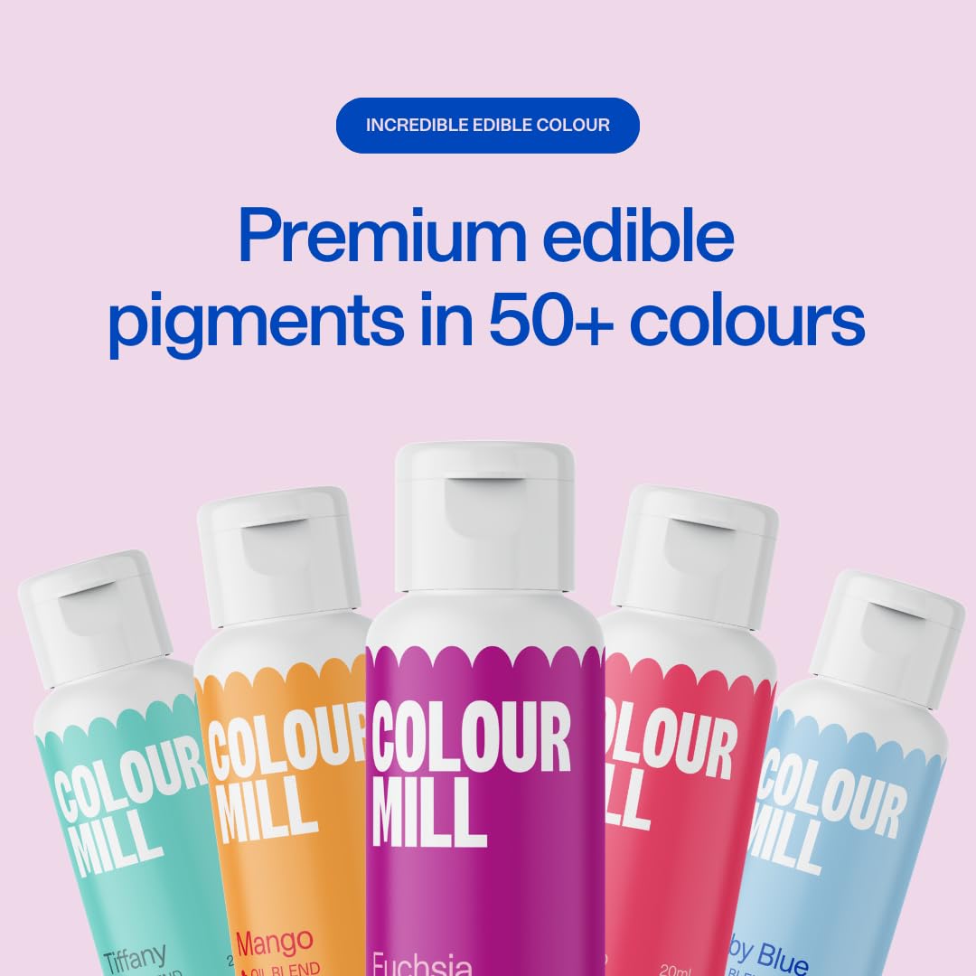 Colour Mill Kickstarter-Pack Oil-Based Food Coloring, 20 Milliliters Each of 12 Colors: Baby Pink, Black, Chocolate, Forest, Hot Pink, Lime, Orange