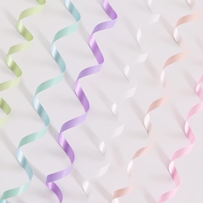 BEISHIDA 6 Assorted Colors Curling Ribbons Balloon String Ribbons - Pastel Colors 6 Rolls for Gift Warppping Birthday Easter Party Decorations