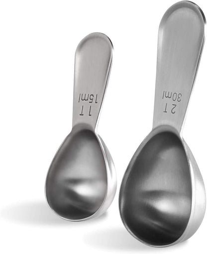 Coffee Scoop: U-Taste 18/8 Stainless Steel Measuring Coffee Scoop 1 tablespoon & 2 tablespoon, Short Handled Measure Scooper for Ground Coffee
