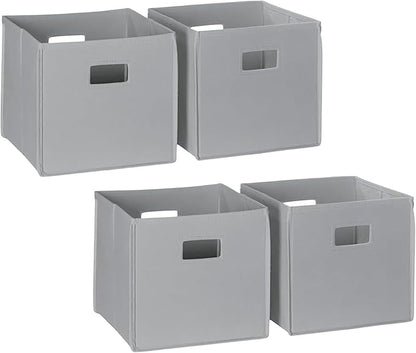 RiverRidge Folding Storage Bins with Handles Gray Cube Storage Organizer for Closet, Bedroom & Playroom - Closet Organizers and Storage Set of 4