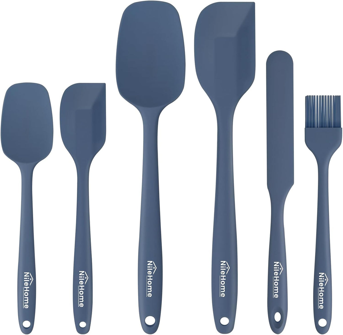 NileHome Silicone Spatula Set, 6 Packs Food Grade Kitchen Utensils with Silicone Brush Heat Resistant Dishwasher Safe BPA-Free Rubber Spatula for