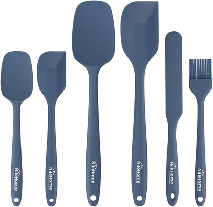NileHome Silicone Spatula Set, 6 Packs Food Grade Kitchen Utensils with Silicone Brush Heat Resistant Dishwasher Safe BPA-Free Rubber Spatula for