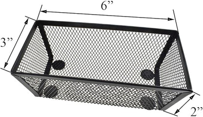 HAHIYO Stackable Mesh Tray Cup 6 x 3 x 2 inches Sturdy Container for Desk Drawer Organizer Collection for Home Office School kitchen Soft Foam Feet No Sharp Edges 2 Pack Black