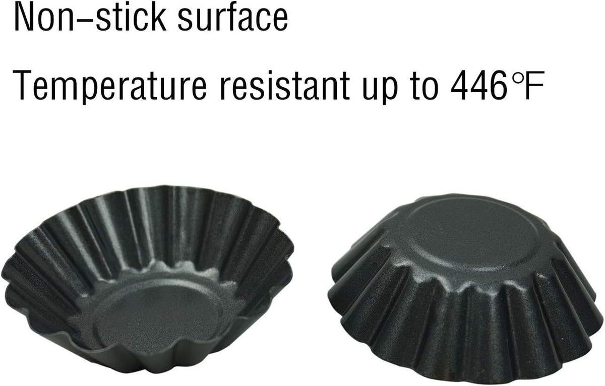 12 Pack Egg Tart Pan, Small Nonstick Carbon Steel Tartlet Tins