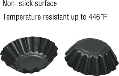 12 Pack Egg Tart Pan, Small Nonstick Carbon Steel Tartlet Tins