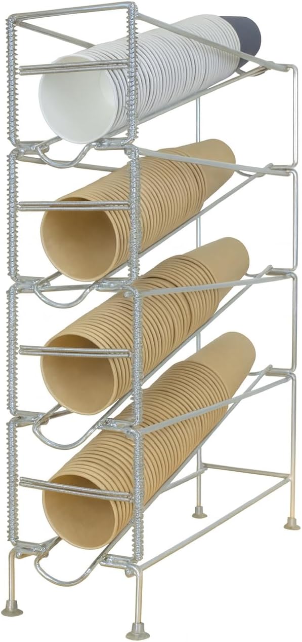 Stainless Products Ltd Sleek 23.74" Stainless Steel Vertical Cup Dispenser - 4 Compartments for Effortless Storage & Display