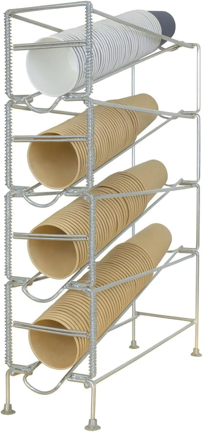 Stainless Products Ltd Sleek 23.74" Stainless Steel Vertical Cup Dispenser - 4 Compartments for Effortless Storage & Display